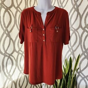 PerSeption Concept Red Blouse Too Size SMALL